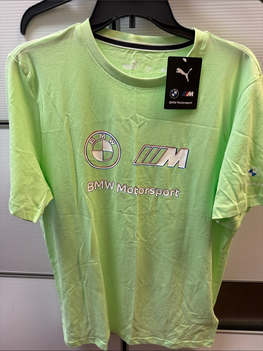 Puma BMW Motorsport Neon Green Short Sleeve Tee L